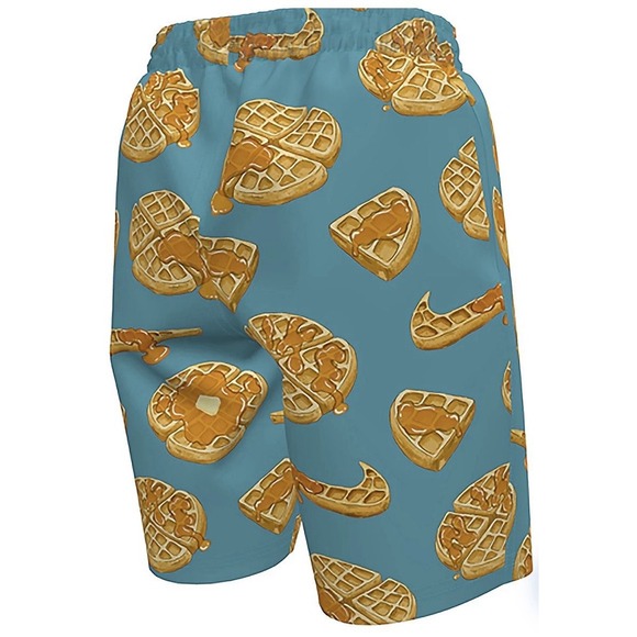 Nike Kids Boys Swim Trunks Size L Blue Waffle Print Elastic Waist - Picture 5 of 10